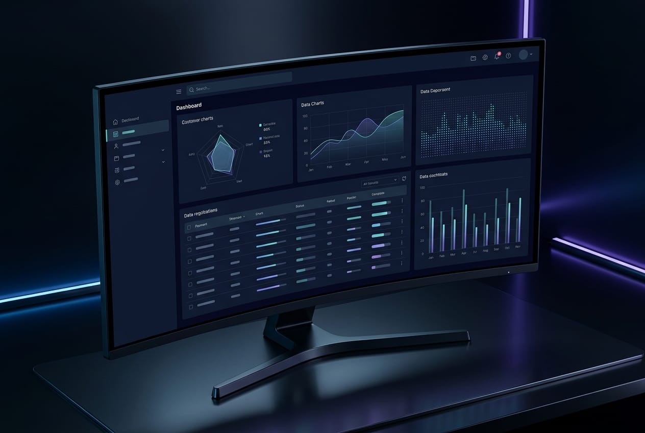 Panel de un software de gestión a medida con los datos del negocio en tiempo real
