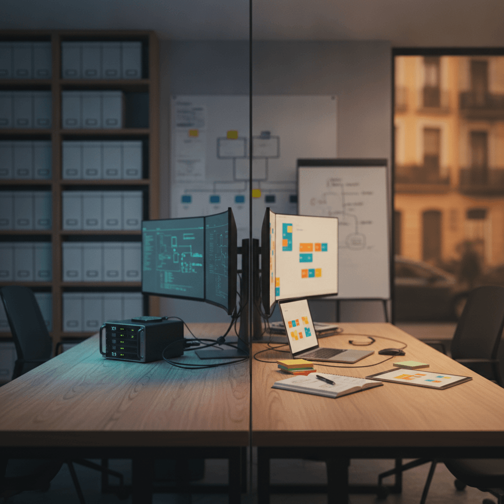 diagrama comparativo api vs no-code para conectar herramientas en pymes